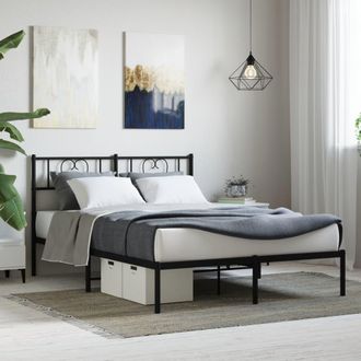 vidaXL Estructura Cama Sin Colch&oacute;n Con Cabecero Metal Negro 160x200 Cm Vidaxl
