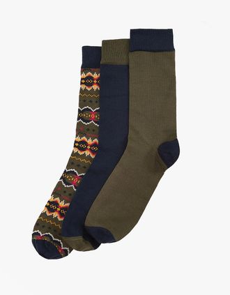 Barbour Mens Barbour CASE FAIR ISLE SOCK Mens 3 Pack Gift Box Classic Tartan - Multi