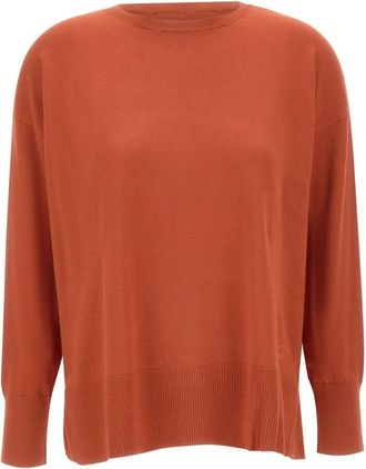 Elena Miro Trui met ronde hals van viscosemix - Dames - Ronde hals truien - Oranje - M - Truien & Vesten