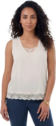 Roaman's Lace Trim Satin Tank in White at Nordstrom, Size 28