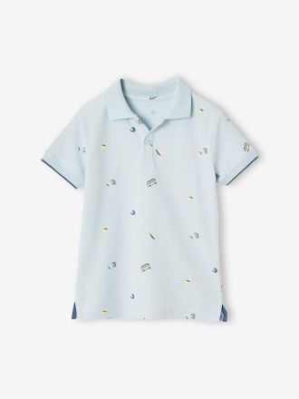 Vertbaudet Jungen Poloshirt mit Allover-Print himmelblau