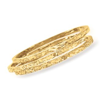 Ross-Simons Italian 18kt Gold Over Sterling Jewelry Set: 3 Hammered Bangle Bracelets