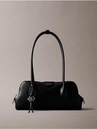 Calvin Klein Womens Emblem Logo Shoulder Bag - Black