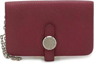 Herm&egrave;s Pre-owned Dogon Sleuteletui Leer Paars - Dames - Vintage Mini Tas - Rood - ONE Size - Leer - Vintage