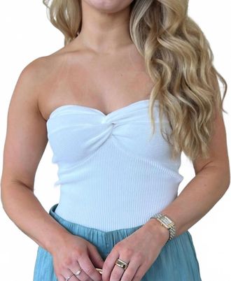 Olivaceous Laken Strapless Knit Top In White