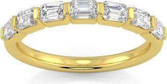 Pompeii3 1 Ct Emerald Cut Diamond East To West Wedding Stackable Ring 14k Gold Lab Grown