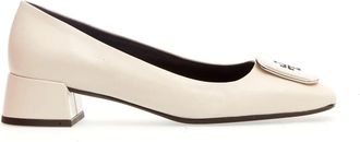 Tory Burch Witte Leren Square Toe Pumps - Dames - Pumps - Wit - 37 EU - Schoenen