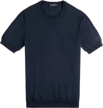 Fay T-shirt met korte mouwen - Heren - Ronde hals truien - Blauw - XL - Katoen - Truien & Vesten