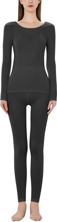 Generic Womens Thermal Underwear Set Womens Warm Underwear Set Lightweight and High Elasticity Slim Fit Clothes and Pants Two Piece Set (Black, One Size)