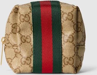 Gucci Small Cosmetic Case With Web, Beige, GG Canvas
