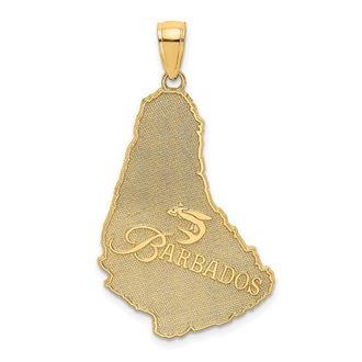 Diamond2Deal 14k Yellow Gold Textured BARBADOS Map Charm