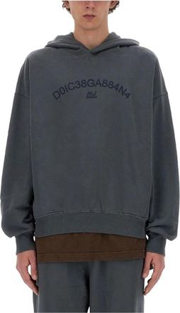 Dolce & Gabbana Cropped Hoodie - Heren - Hoodies - Grijs - L - Katoen - Hoodies & sweatvesten