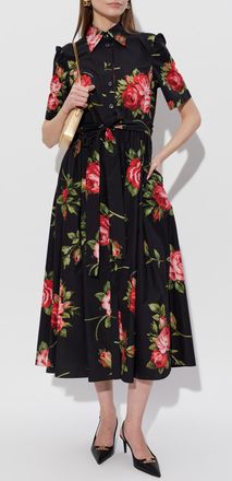 Dolce & Gabbana Dress With Floral Motif, Womens, Black