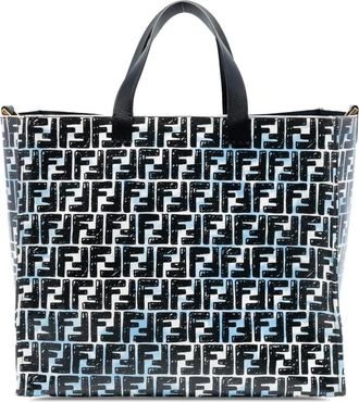 Fendi Pre-owned Tote Bags, female, Blue, Size: ONE SIZE Pre-owned FF Monogram Tote Bag