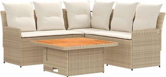 vidaXL Juegos De Muebles 4 Uds. Beige Y Crema Rat&aacute;n Sint&eacute;tico Vidaxl