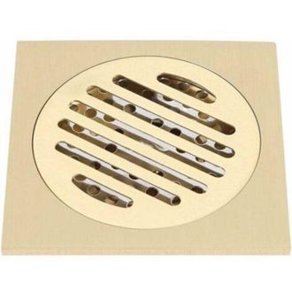 OEM Dorado - Desag&uuml;e De Ducha Cuadrado Grande De 4 X 4 Pulgadas De Lat&oacute;n Y Acero Inoxidable, Resistente A Los Olores, Desag&uuml;e Para Piso De Ba&ntilde;o