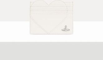 Vivienne Westwood Heart Card Holder Saffiano Leather Plain White / Red / Blue One Size Women