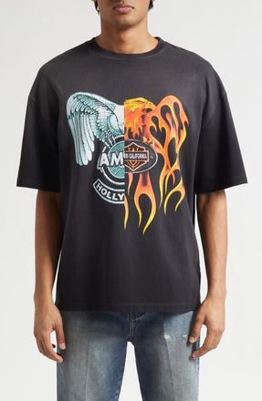 Amiri Oversize Splice Graphic T-Shirt in Black at Nordstrom, Size Xxx-Large