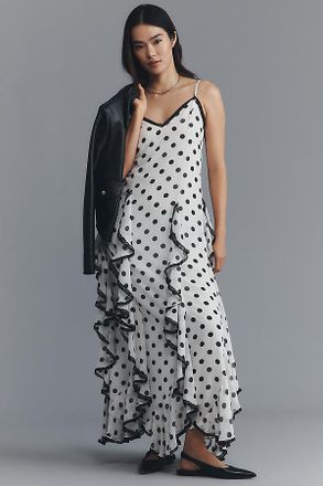 En Saison Francine Ruffled V-Neck Maxi Dress