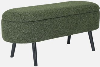 Sweeek Banco De Arc&oacute;n, Extremo De La Cama Con Revestimiento De Borreguito, Sherpa, Verde Kaki, 112x44x50 Cm