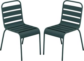 VENTE-UNIQUE.COM Juego de 2 sillas de jard&iacute;n acero verde pino