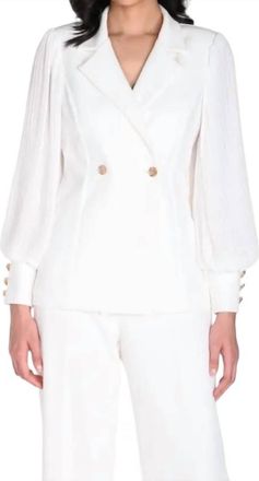 Frank Lyman Design Notched Collar Double-Breasted Blazer In Off White