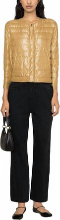 Herno Crio Metallic Quilted Bomber Jacket In Gold Metallic