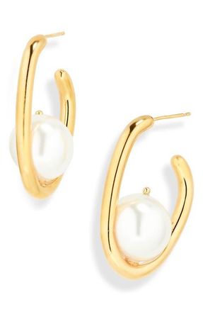 Oscar De La Renta Faux Pearl Hoop Earrings at Nordstrom