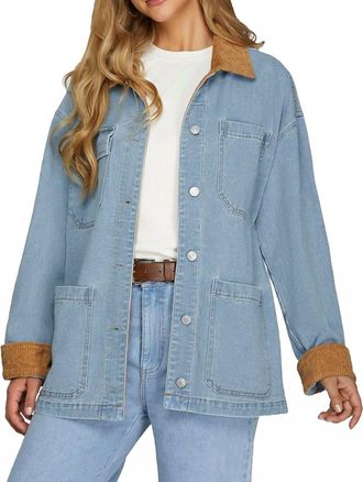 She + Sky Barn Coat In Denim Blue
