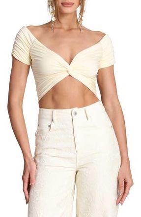 Avec Les Filles Off the Shoulder Crop Top in Cream at Nordstrom Rack, Size X-Large