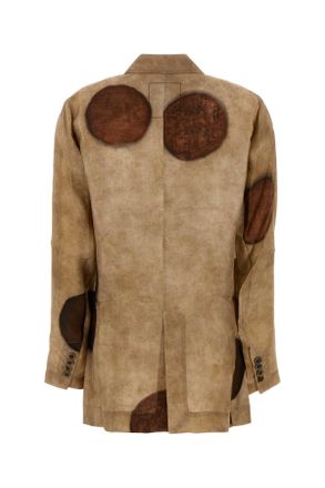Uma Wang Womens Printed Twill Blazer Beige Viscose Cupro Blazers