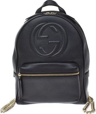 Gucci Soho Chain Leather Black Leather Backpack Bag (Pre-Owned)