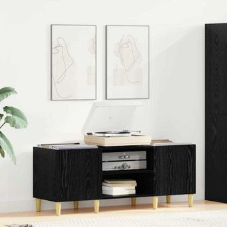 vidaXL vidaXL Mobile porta vinili Rovere Nero 121 x 38 x 48 cm