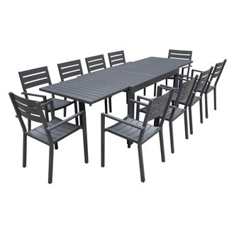 Happy Garden Conjunto de muebles de jard&iacute;n mesa 132/264cm en aluminio antracita