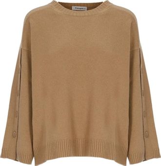 KANGRA Trui van kasjmier en scheerwol in camel - Dames - Truien - Beige - Maat: S Wol