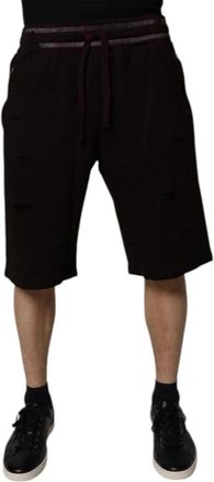 Dolce & Gabbana Logo Plaque Bermuda Sweat Shorts - Heren - Korte Broeken - Bruin - 3XL - Katoen - Korte Broeken