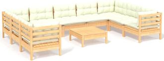 vidaXL Muebles De Jard&iacute;n 10 Piezas Y Cojines Madera De Pino Crema Vidaxl