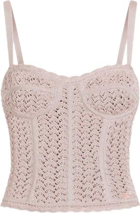 Dolce & Gabbana crochet-knit corset top - women - Viscose/Elastane - 36 - Pink