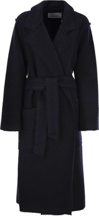 Max Mara Middernachtblauwe Wolmix Jene Mantel