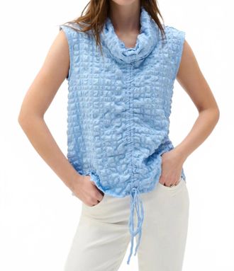 Joseph Ribkoff Bubble Jacquard Cowl Neck Top In Sky Blue