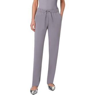 Akris Mike Split Hem Crepe Drawstring Pants in Tin at Nordstrom, Size 16