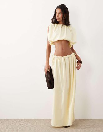 4th & Reckless Gonna lunga allacciata in vita color limone in coordinato-Giallo