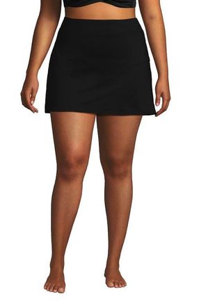 Lands End Tummy Control Skirt Swim Bottoms in Black at Nordstrom, Size 24W