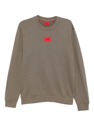 HUGO BOSS logo-patch sweatshirt - men - Cotton - M - Green
