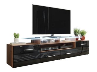 Mirjan24 Mobilier1 - Mueble Tv Charlotte 117, Ciruela + Negro Brillante, N&uacute;mero De Puertas: 0, N&uacute;mero De Cajones: 0, 194x38x39cm