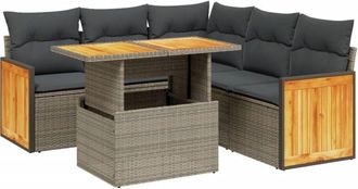 vidaXL Juego De Sof&aacute;s Jard&iacute;n Con Cojines 6 Pzas Rat&aacute;n Sint&eacute;tico Beige Vidaxl