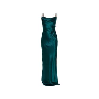 Balmain Abito in Seta con Spalline di Perle - - Dresses - Donna - Verde - M