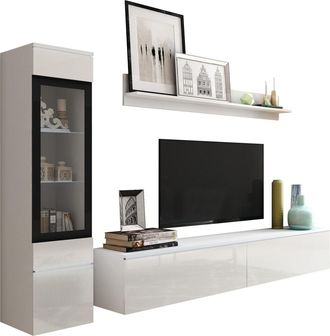 Mirjan24 Conjunto De Sal&oacute;n Mirfivo 100, Blanco + Blanco Brillante
