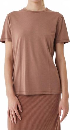 Majestic Filatures Semi Relaxed Short Sleeve Crewneck Top In Tan