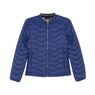 Emporio Armani Blue Quilted Wave Pattern Coat